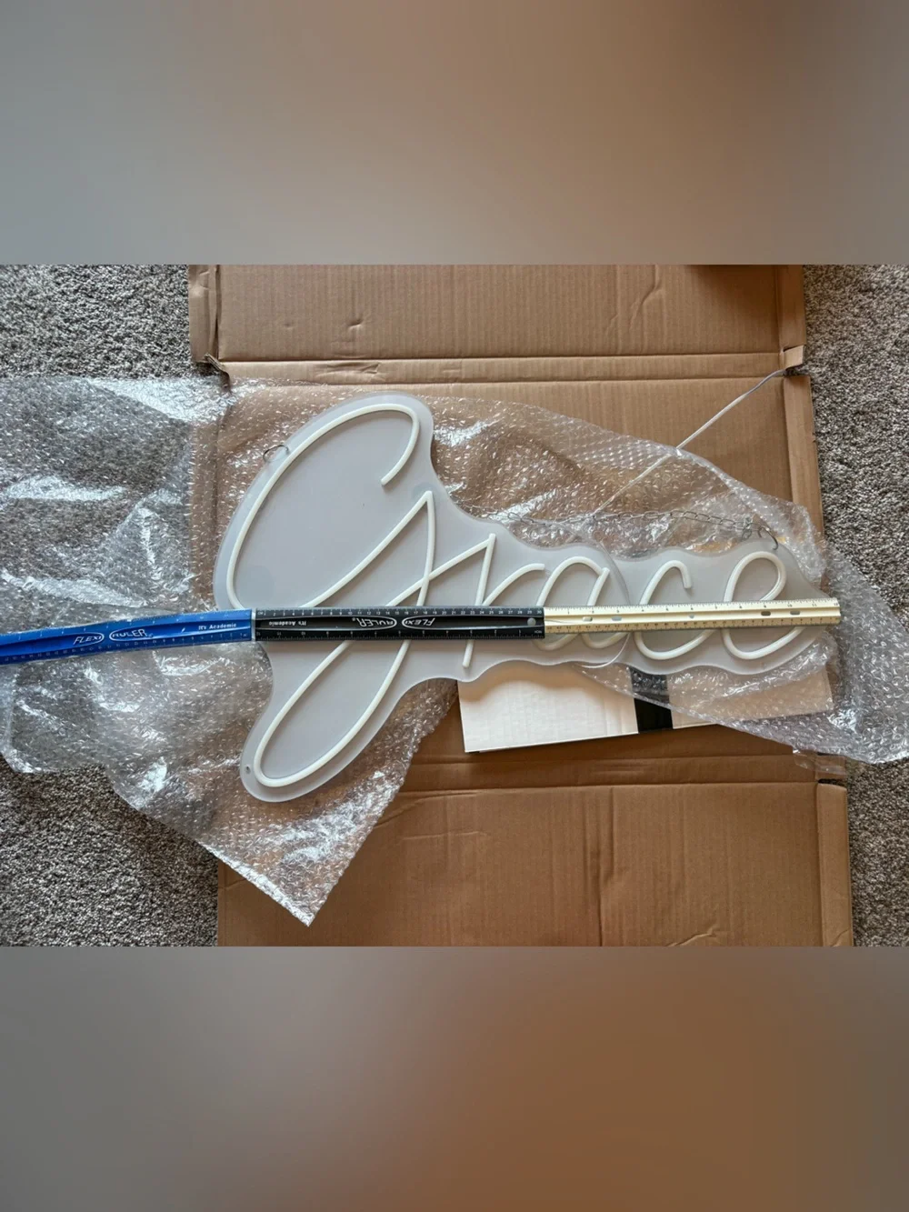 Grace Neon Wall Sign - White LED Script